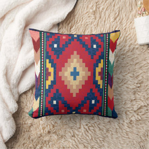 Red Blue Grönt Gult White Oriental Kilim Matta Kudde
