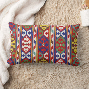 Red Blue Grönt Gult White Oriental Kilim Matta Lumbarkudde