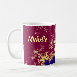 Red blue guld mandelbrot fractal mönster kaffemugg