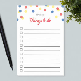 Red Blue Gult Confetti Sak to Do List Post-it Block