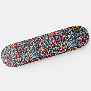 Red Blue Gult Graffiti Skateboard