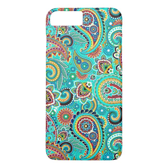 Red Blue Gult Paisley Case-Mate iPhone Skal (Baksida)