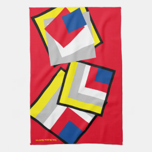 Red Blue Gult White Grått Black Geometric Black Kökshandduk
