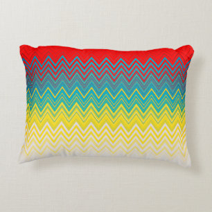 Red Blue Gult White Zigzag Prydnadskudde