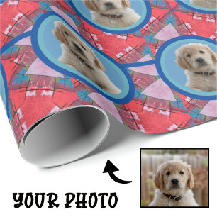 Red & Blue Hundälskares Pet Mammor Wrapping Papper Presentpapper