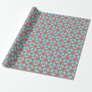 Red Blue Julafton Geometric Nordic Mönster Presentpapper