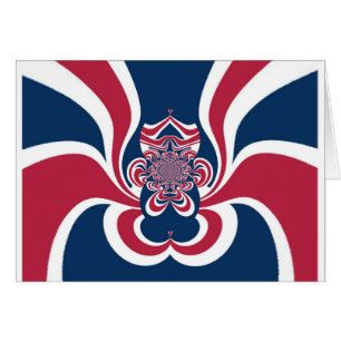 Red Blue Kaleidoscope Art Skriv ut Hälsningskort