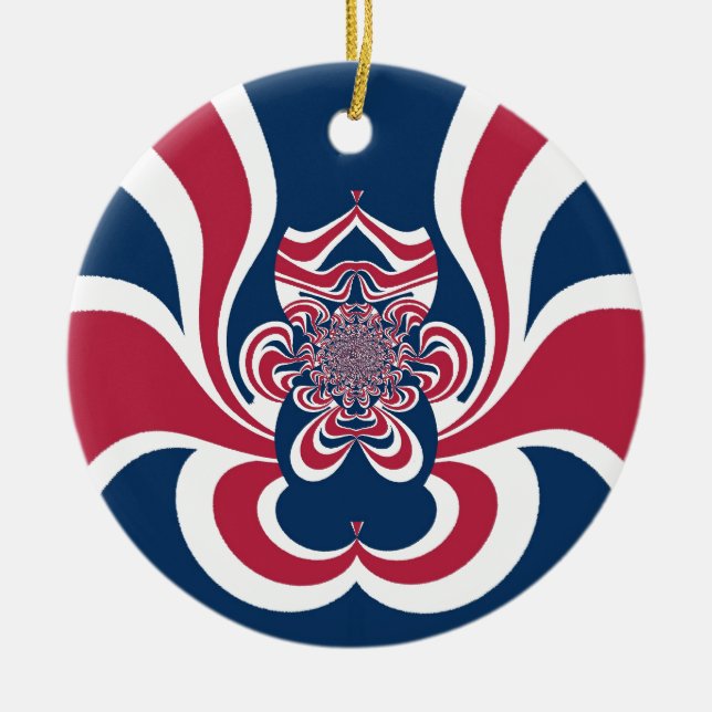 Red Blue Kaleidoscope Art Skriv ut Julgransprydnad Keramik (Framsidan)