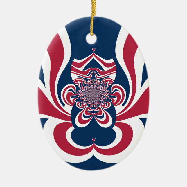 Red Blue Kaleidoscope Art Skriv ut Julgransprydnad Keramik (Framsidan)