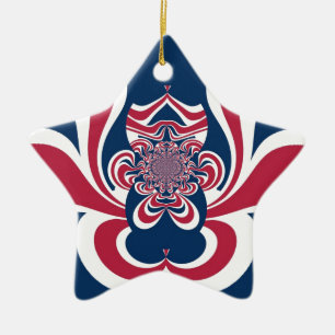 Red Blue Kaleidoscope Art Skriv ut Julgransprydnad Keramik