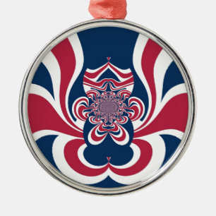Red Blue Kaleidoscope Art Skriv ut Julgransprydnad Metall