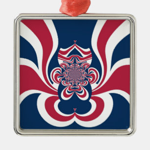Red Blue Kaleidoscope Art Skriv ut Julgransprydnad Metall