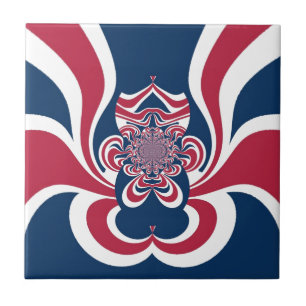 Red Blue Kaleidoscope Art Skriv ut Kakelplatta