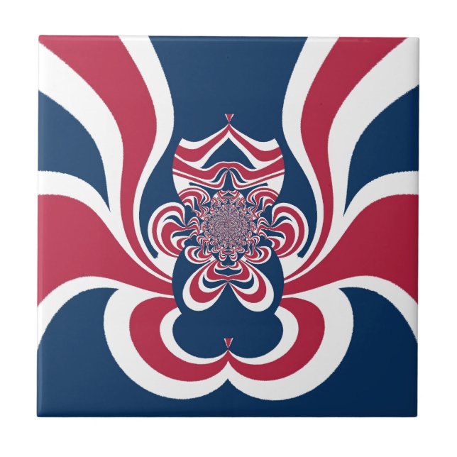 Red Blue Kaleidoscope Art Skriv ut Kakelplatta (Framsidan)