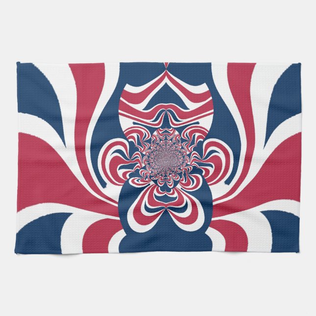 Red Blue Kaleidoscope Art Skriv ut Kökshandduk (Horisontell)