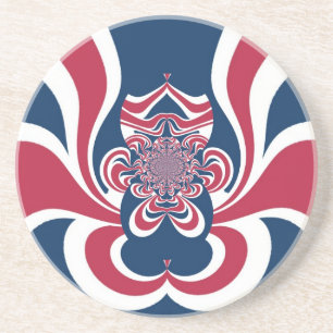 Red Blue Kaleidoscope Art Skriv ut Underlägg Sandsten