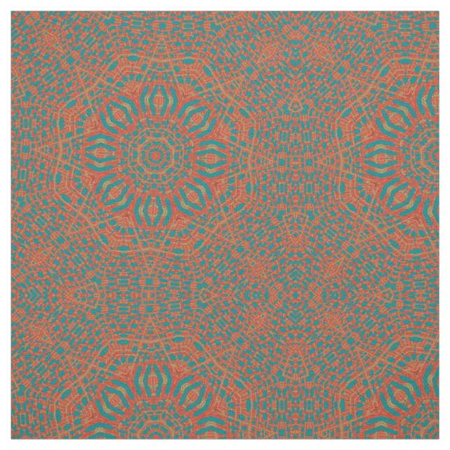 Red Blue Kaleidoscope Geometric Print Mönster Fabr Tyg (Provkarta)
