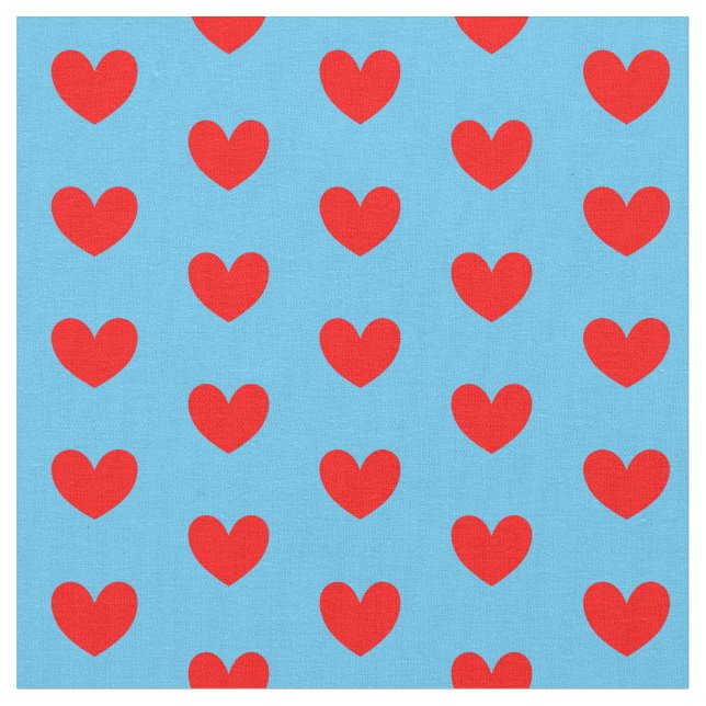 Red Blue Kärlek Heart Tyg (Närbild)