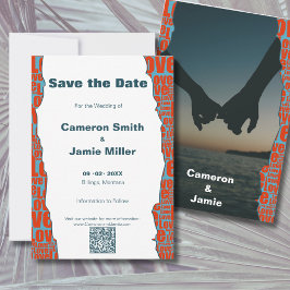 Red Blue Kärlek Typography Gräns Spara Datumet