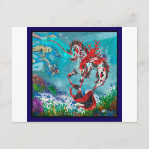 Red Blue Koi Horse Unicorn Pegasus Hippocampus Wat Vykort