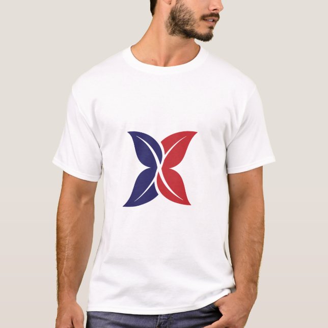Red Blue Leaf X Modern Minimalist T-Shirt (Framsida)