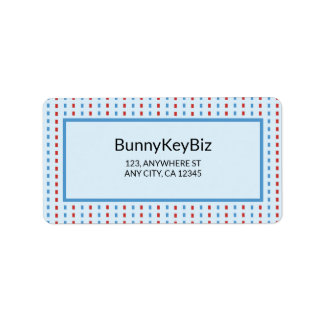 Red Blue Line Dots Company Address Label Adressetikett