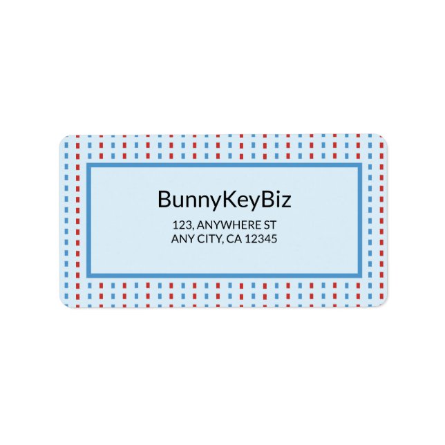 Red Blue Line Dots Company Address Label Adressetikett (Framsidan)
