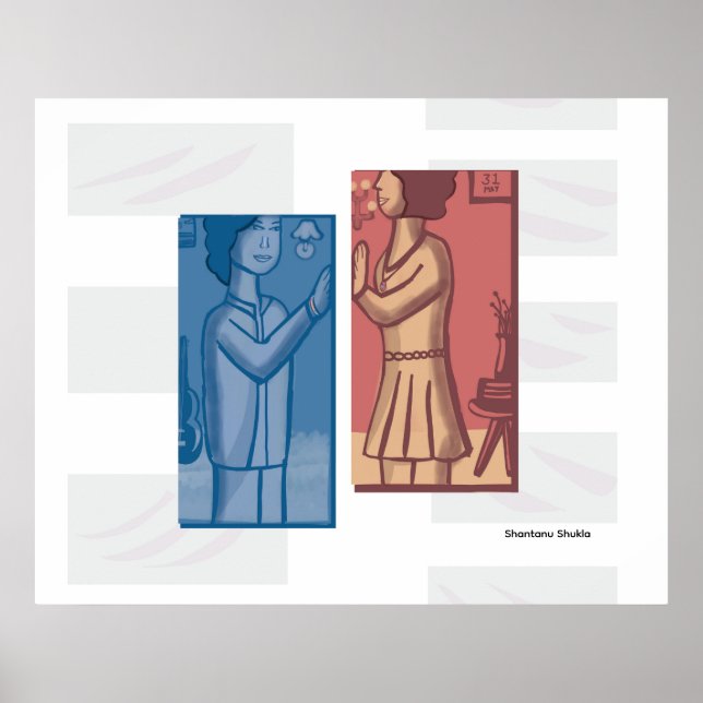 Red & Blue modern art  Poster (Framsidan)