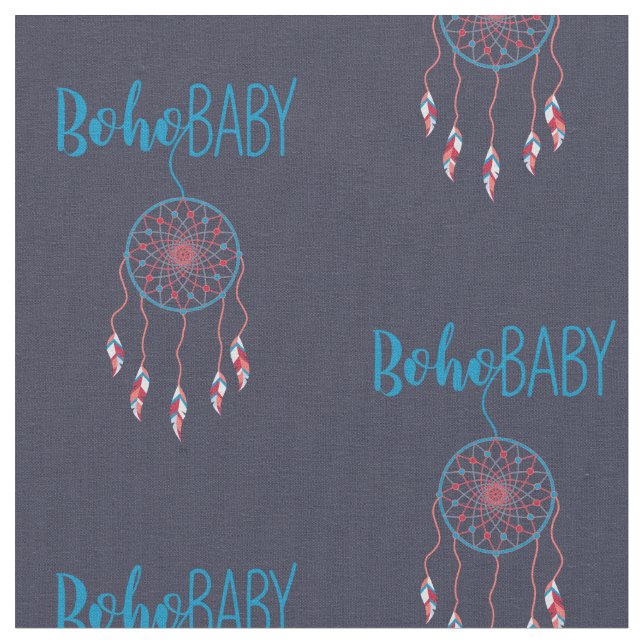 Red Blue Modern Boho Baby Dreamcatcher Tyg (Närbild)