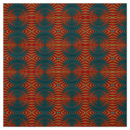Red Blue Modern Ethnic Textile Tribal Print Trippy Tyg