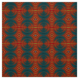 Red Blue Modern Ethnic Textile Tribal Print Trippy Tyg