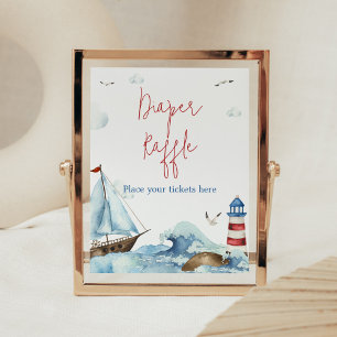 Red Blue Nautical Baby Shower Raffle Poster