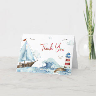 Red Blue Nautical Baby Shower Tack Kort