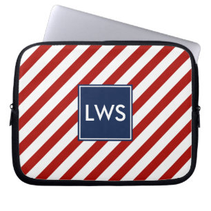Red Blue Nautical Rand Monogram Laptop Fodral