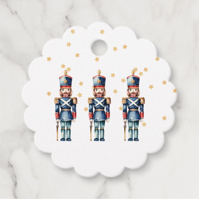 Red & Blue Nutcracker-jul | HELGDAG Gåvor Etiketter (Framsida)