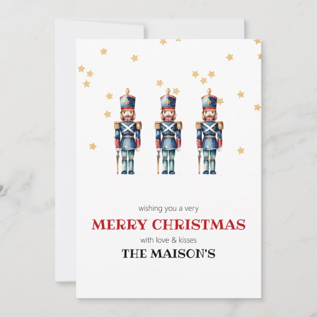 Red & Blue Nutcracker-jul Julkort (Framsida)