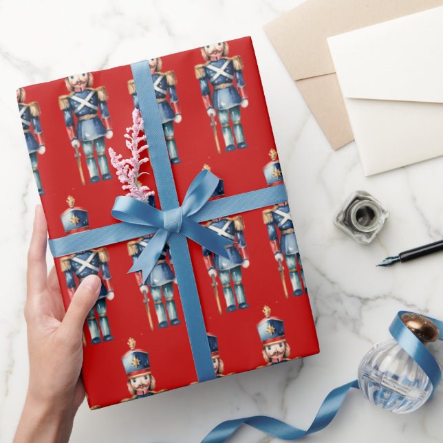 Red & Blue Nutcracker-jul Presentpapper (Gifting)