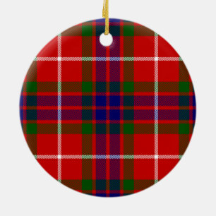 Red Blue och Grönt Klan Fraser Tartan Julgransprydnad Keramik
