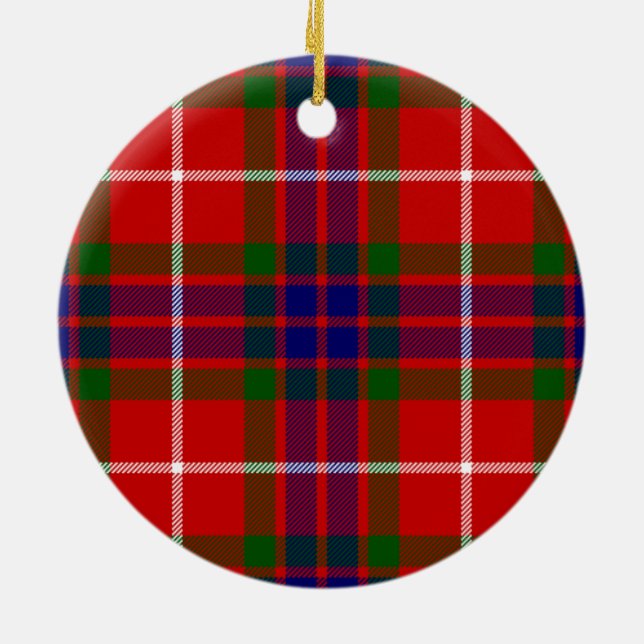 Red Blue och Grönt Klan Fraser Tartan Julgransprydnad Keramik (Baksidan)