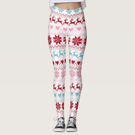Red, Blue och Rosa Fair Isle-utskrift Leggings