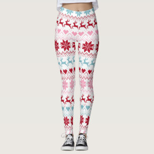 Red, Blue och Rosa Fair Isle-utskrift Leggings