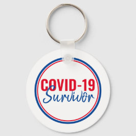 Red Blue Pandemic Coronavirus Covid-19 Survivor Nyckelring