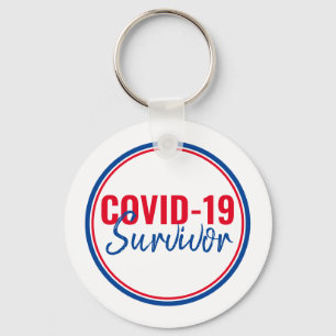 Red Blue Pandemic Coronavirus Covid-19 Survivor Nyckelring