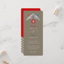 Red & Blue Papper Cranes Origami Chinese Bröllop