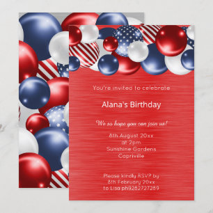 RED BLUE PATRIOTIC BALLOON BIRTHDAY INBJUDNINGAR