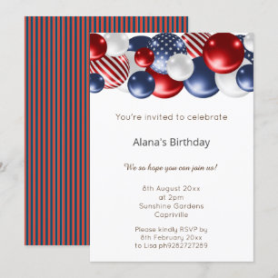 RED BLUE PATRIOTIC STRIPED BALLOON INBJUDNINGAR