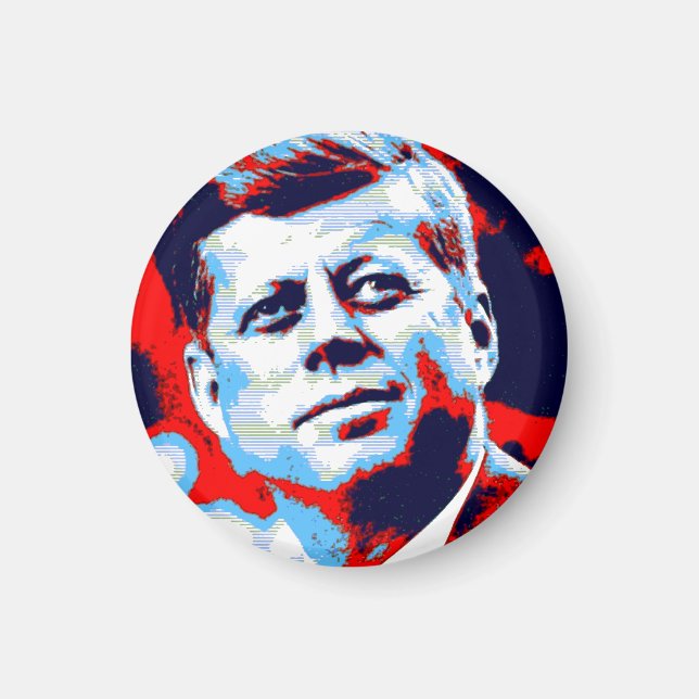 Red Blue Pop Art JFK John F. Kennedy Magnet (Framsidan)