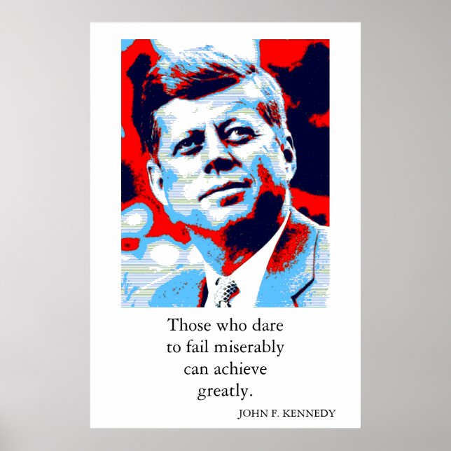 Red Blue Pop Art JFK John F. Kennedy Quote Achieve Poster (Framsidan)