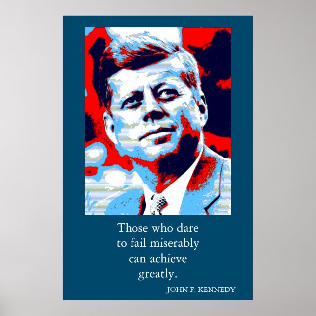 Red Blue Pop Art JFK John F. Kennedy Quote Achieve Poster (Framsidan)