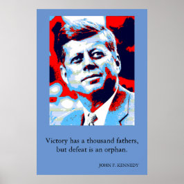 Red Blue Pop Art JFK John F. Kennedy Quote Achieve Poster